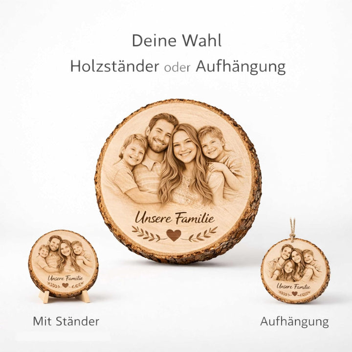 Baumscheibe mit Gravur personalisiert ab 13 cm - Holzscheibe mit Foto & Text - Fotogeschenke für Hoc