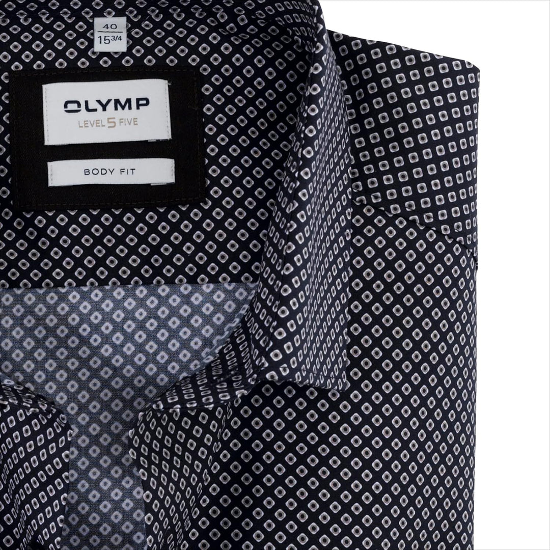 OLYMP Herren Businesshemd Level Five,Digitaldruck auf Uni,Body fit,Modern Kent 38 Natur 22, 38 Natur