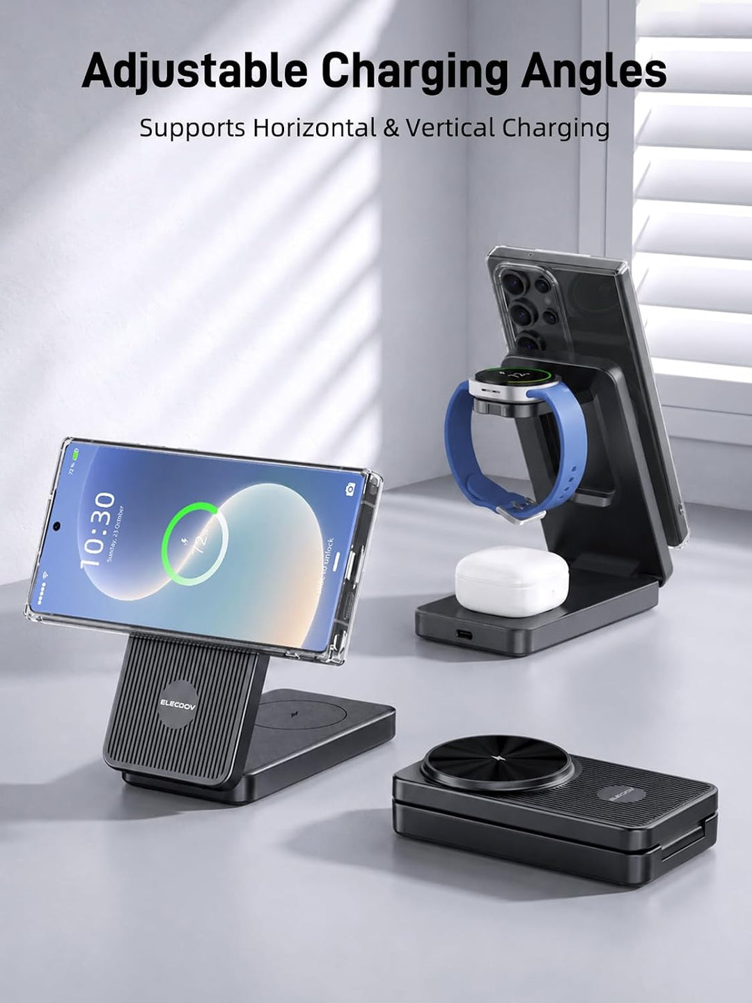 3 in 1 Magnetisch Induktive Ladestation für Samsung, Ladegerät für Reisen | MagSafe Kabelloses Ladeg