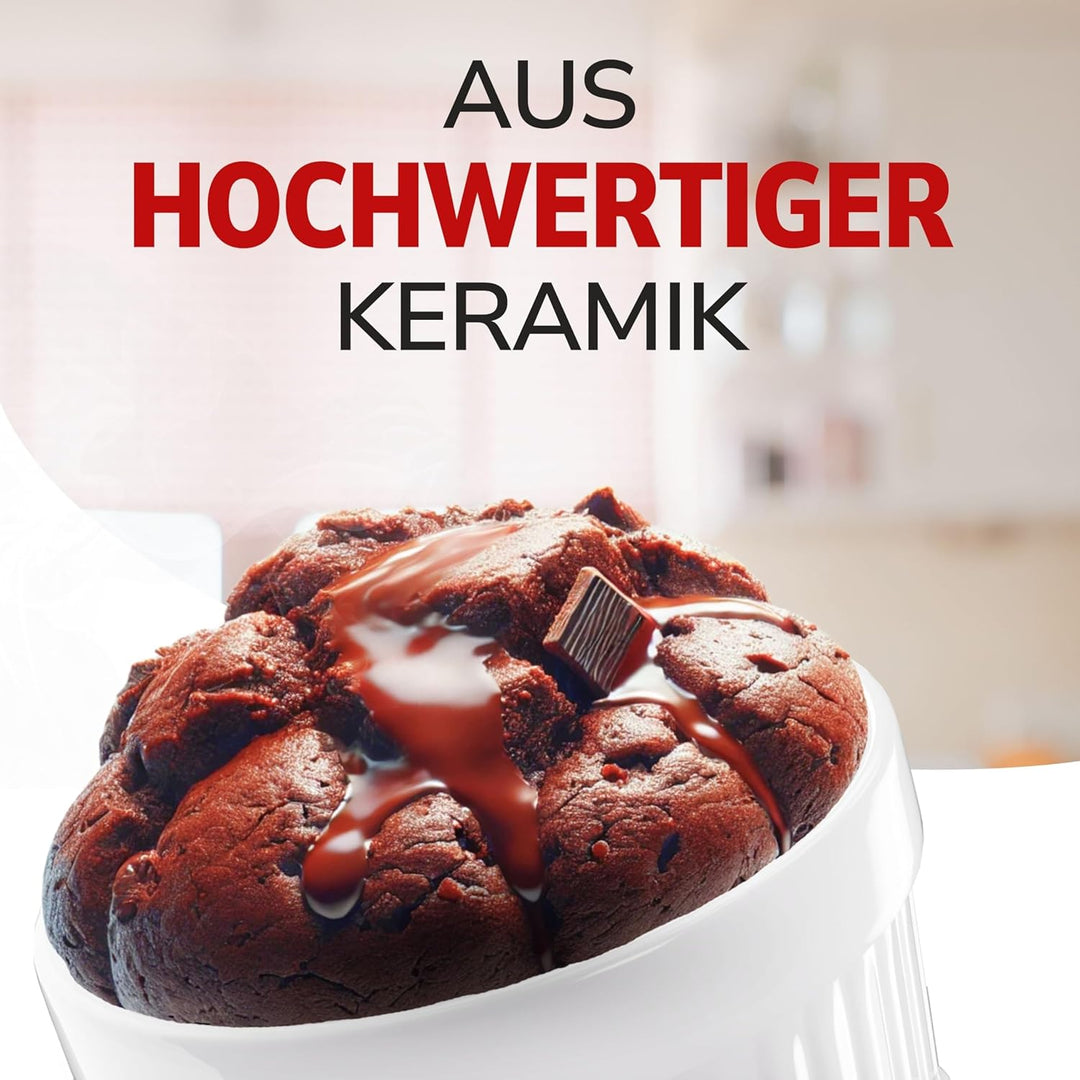 ToCi 12 x Soufflé Förmchen Ø 9 cm - Creme Brulee Schälchen | Ofenfeste Keramik Förmchen je 185 ml |