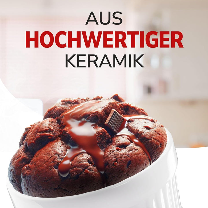 ToCi 12 x Soufflé Förmchen Ø 9 cm - Creme Brulee Schälchen | Ofenfeste Keramik Förmchen je 185 ml |