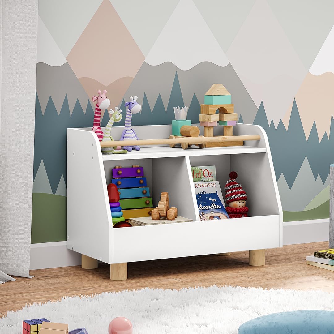 Bellabino Belly Bücherregal Kinder – Kinderregal mit 2 Fächern – Montessori Spielzeugregal mit Ablag
