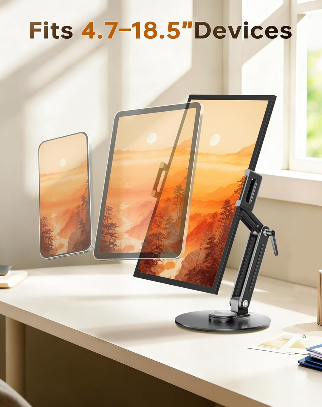 Portable Monitor Stand Tablet Halterung - Robuster Aluminium Ständer, 360° Drehbare Basis, 2 kg Trag