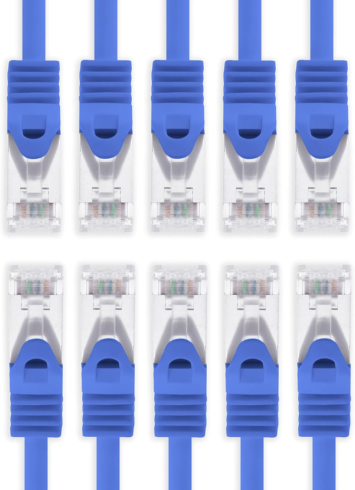 10m - blau - 10 Stück CAT.7 Netzwerkkabel Sftp (Rohkabel) Patchkabel (SET) 10000Mbit/s - 500 MHz kon
