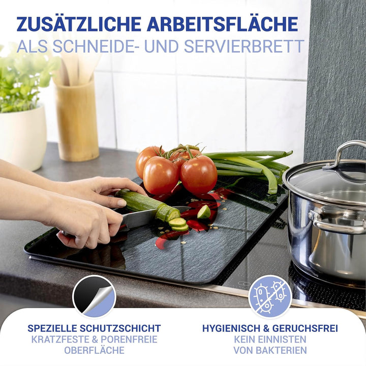 WENKO Herdabdeckplatte Universal Cayenne, 2er Set Herdabdeckung für alle Herdarten, Gehärtetes Glas,