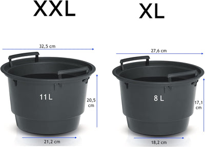MELTOM Blumentopf mit vertikaler Wellenoptik herausnehmbarem Einsatz Hoch 3D Effekt in Grau SET2: XX