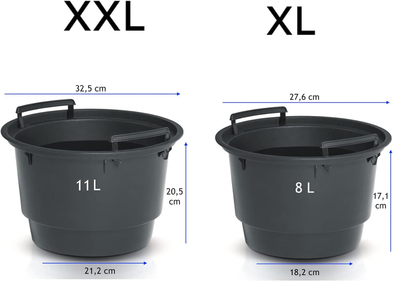 MELTOM Blumentopf mit vertikaler Wellenoptik herausnehmbarem Einsatz Hoch 3D Effekt in Grau SET2: XX
