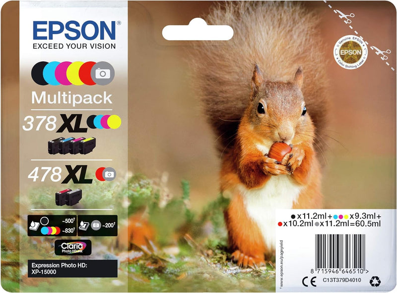 Epson Original 378XL/478XL Tinte Eichhörnchen, XP-15000, Multipack 6-farbig Multipack 378/478 XL Sin