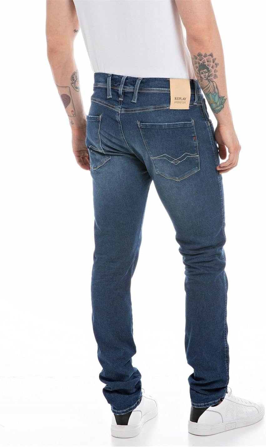 Replay Herren Jeans Anbass Slim-Fit Hyperflex mit Stretch 40W / 36L Dark Blue 007-1, 40W / 36L Dark