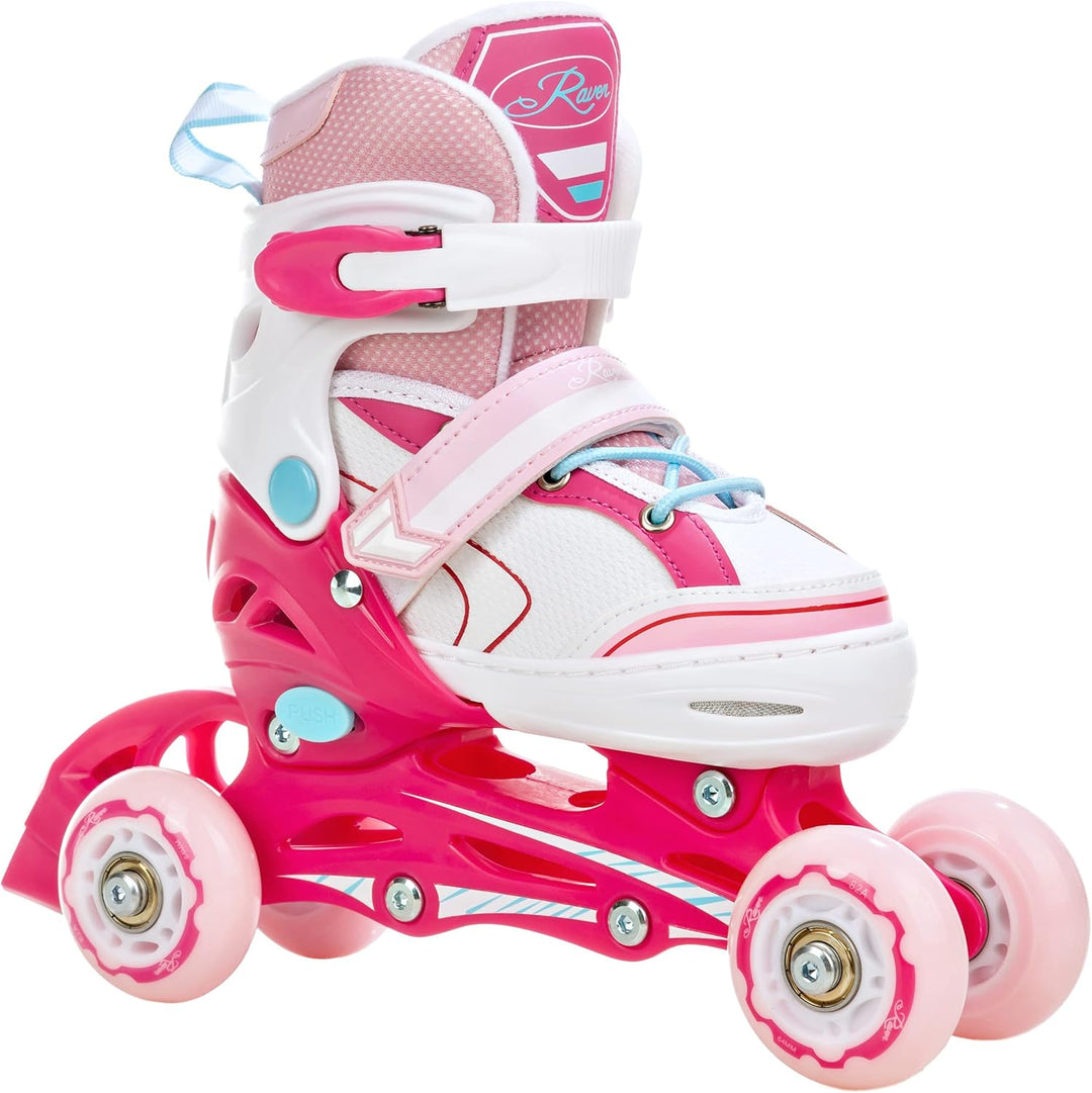 RAVEN 3in1 Inline Skates Triskates Rollschuhe Inliner für Kinder Mädchen verstellbar 34-37 (21,5cm-2