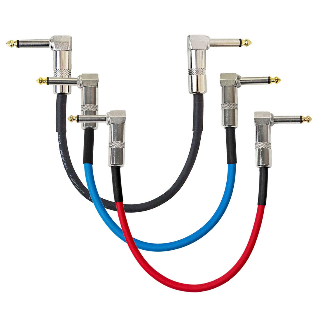 keepdrum 3x GC028 Patchkabel Klinke Winkelstecker 60cm 3 Farben 3x 60cm Mix, 3x 60cm Mix