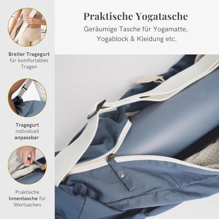 Lotuscrafts® Yogatasche PUNE aus Bio-Baumwolle, Fair &amp; Ökologisch, Ideale Yoga Tasche für Yogamatte