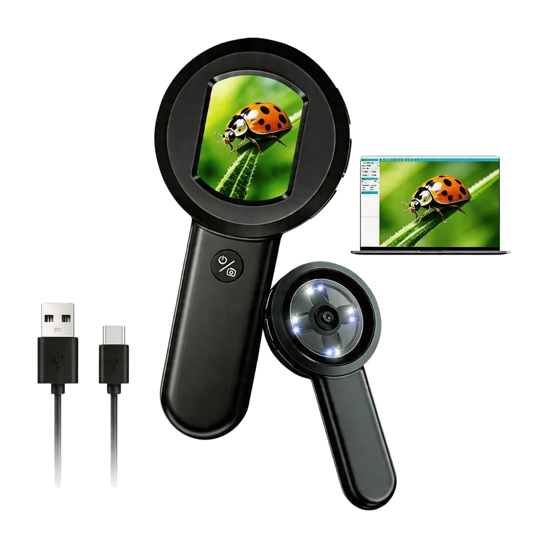 Digitales Lupe 2.0" IPS-Bildschirm 4X Digitale Handlupe mit 8 LED-Leuchten für Erwachsene, 16MP Hand