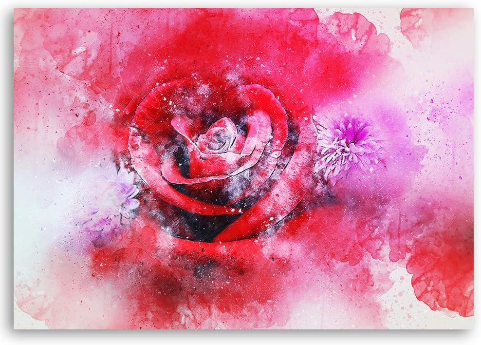 Feeby Vlies Leinwandbild Rose Blumen Natur Blumenmotiv 120x80 cm Druckbild Wandbild Wanddekoration D