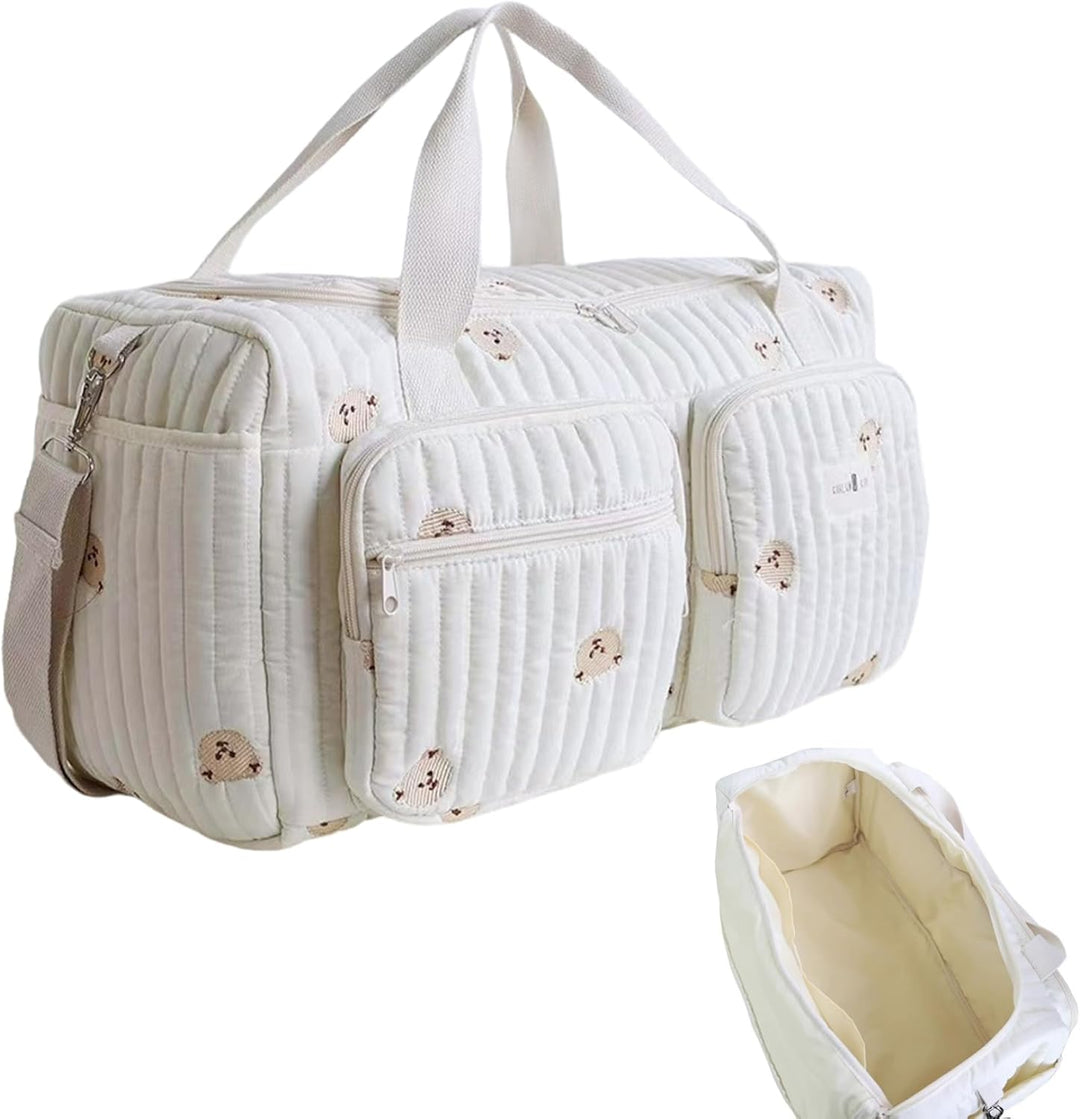 Ferricult Gesteppte Wickeltasche, grosse Kapazität, Teddybär-Muster, niedliche Reisetasche, tragbar