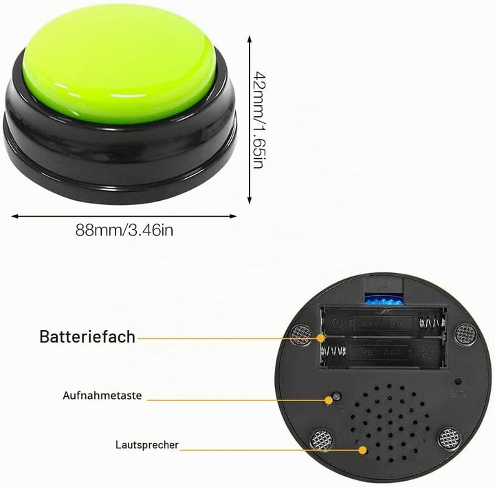 NAVESO Buzzer Mit Aufnahmefunktion Hunde, 4 Stück Answer Buzzers Hund, Buzzer mit Sound, Buzzers Auf
