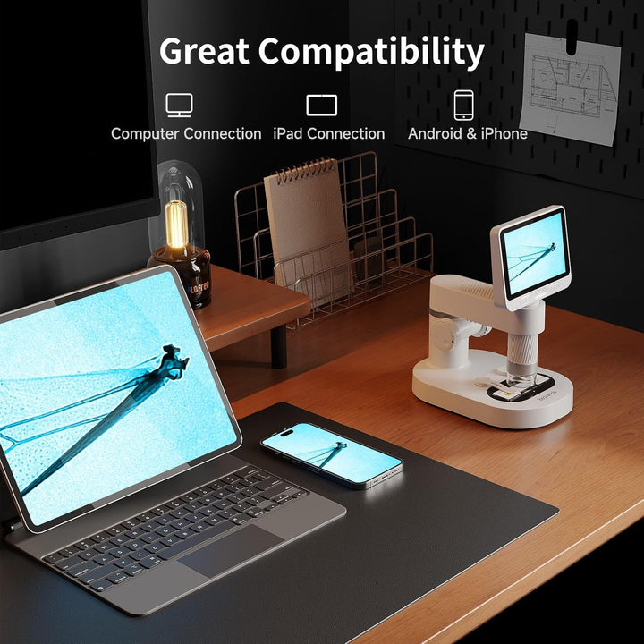 BEAVERLAB 4,0" IPS digitales Mikroskop 100X-1600X, Handheld Microscope 1080P HD Taschenmikroskop WiF