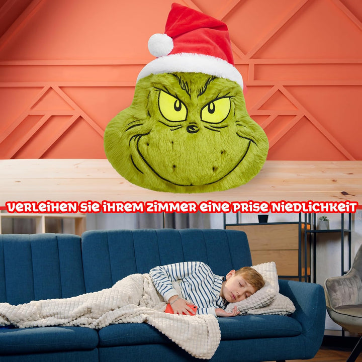 The Grinch 3D Kuschel Kissen, Deko Kissen, Weihnachtsdeko 52x34.5x10.5 cm