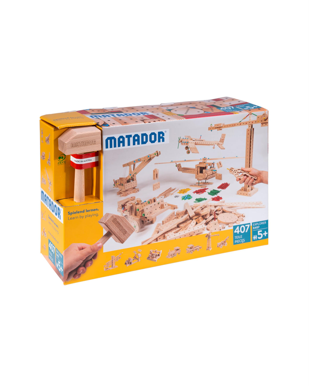 Matador 11407 E407 Baukasten, holzfarben,ab 5 Jahren, bunt