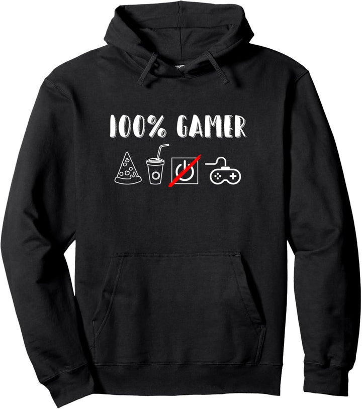 100% Gamer Zocker Zocken Spielkonsole Computer Nerd Geschenk Pullover Hoodie