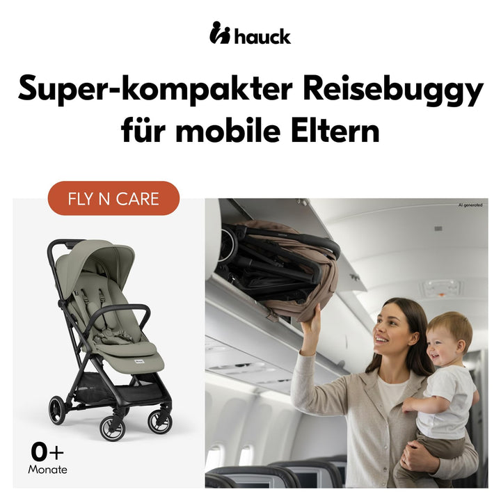 hauck Fly N Care - Ultrakompakter und Leichter Reisebuggy Einhändig Faltbar, mit Liegeposition ab Ge