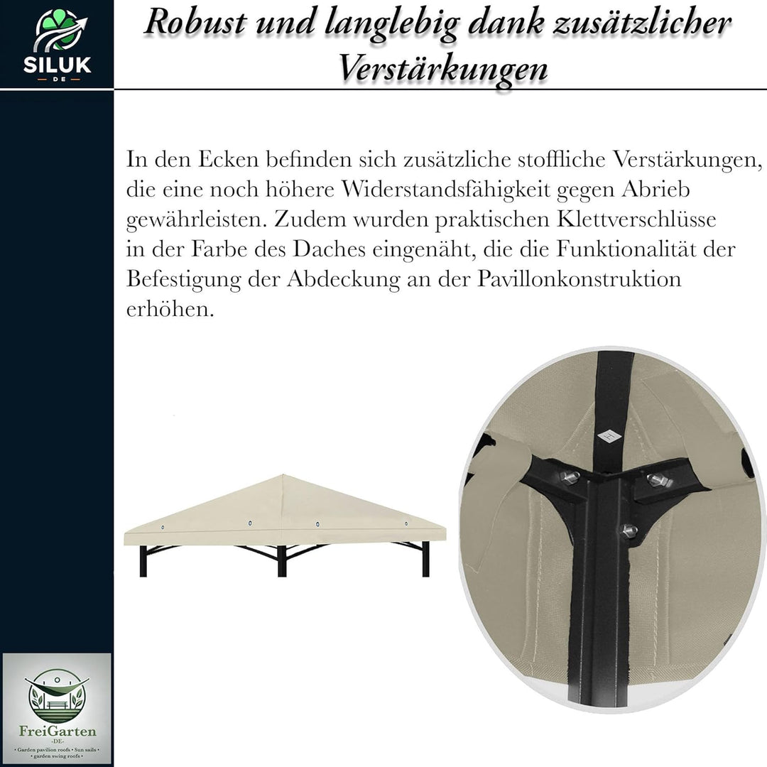 freigarten.de Ersatzdach für Pavillon 3x3 Meter Wasserdicht Material: Panama PCV Soft 370g/m² extra