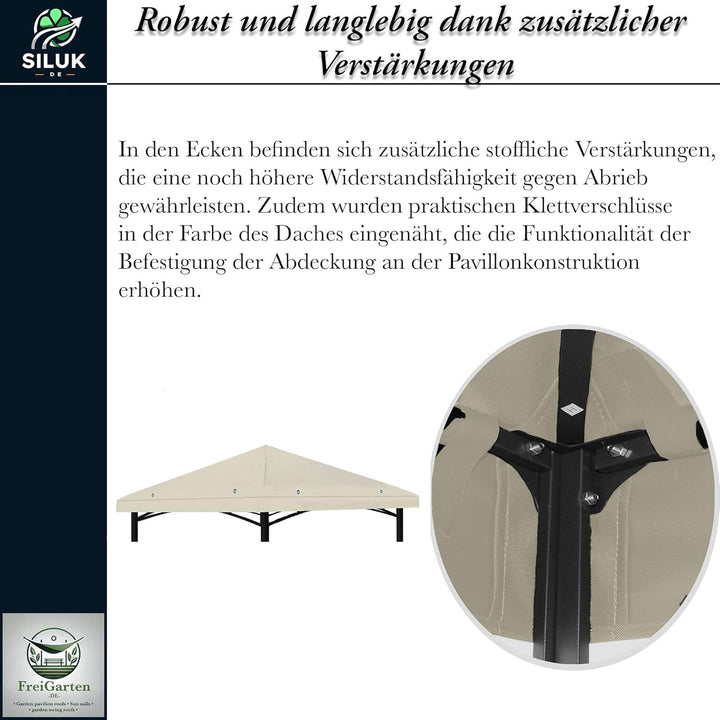 freigarten.de Ersatzdach für Pavillon 3x3 Meter Wasserdicht Material: Panama PCV Soft 370g/m² extra