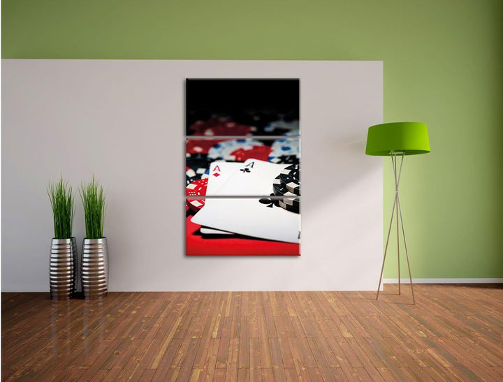 Pixxprint Spielkarten als Leinwandbild | Grösse: 3 Teilig (120x80) | Wandbild| Kunstdruck | fertig b