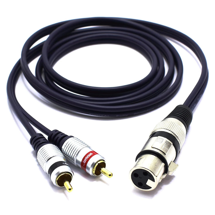 XLR Buchse auf 2x Cinch Stereo Kabel 5m Mikrofonkabel 3 Polig auf Chinch Adapter XLR-F/2RCA 5m, XLR-
