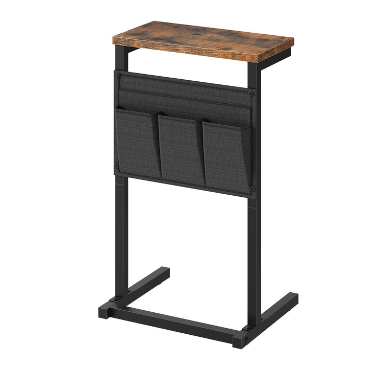 HOOBRO C-Form Beistelltisch, Sofatisch, Nachttisch, Snacktisch, mit 4 Oxford-Stofftaschen für kleine