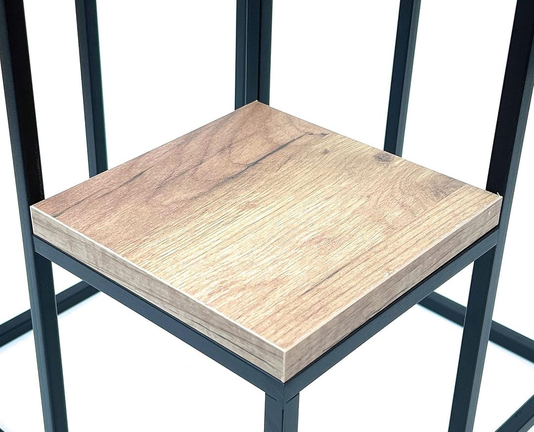 DanDiBo Blumentreppe Metall Schwarz Holz 90 cm Pflanzentreppe Blumenständer 96349 Blumensäule Modern