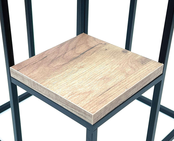 DanDiBo Blumentreppe Metall Schwarz Holz 90 cm Pflanzentreppe Blumenständer 96349 Blumensäule Modern