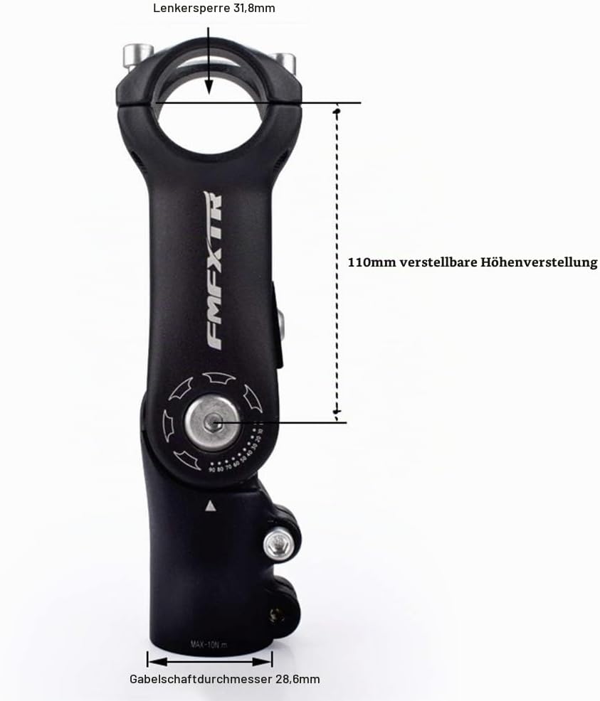 CYSKY Fahrrad Vorbau Verstellbarer 0-90 Grad 31,8 90mm/110mm Aluminiumlegierung MTB Vorbau Lenker Vo