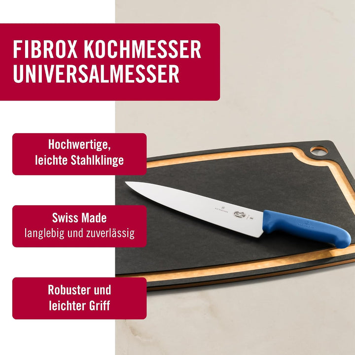 Victorinox Fibrox Kochmesser, Breites Universalmesser für Fleisch, Fisch, Gemüse und Kräuter, 25 cm,