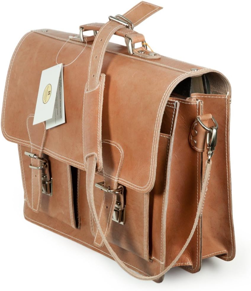 hamosons Klassische Aktentasche Lehrertasche aus Leder, für Damen und Herren, in verschiedenen Farbe
