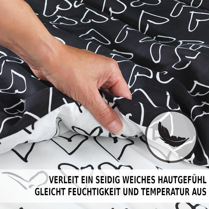 Bettwäsche 135x200 4 teilig |Zertifiziert &amp; für Allergiker geeignet | Bettwäsche Set mit je 2 Bettbe