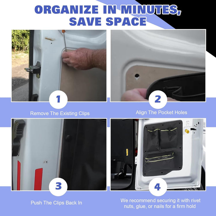 Scheunentor-Aufbewahrungsorganizer kompatibel mit Ford Transit Custom 2012-2023, 2 Pcs Scheunentür L