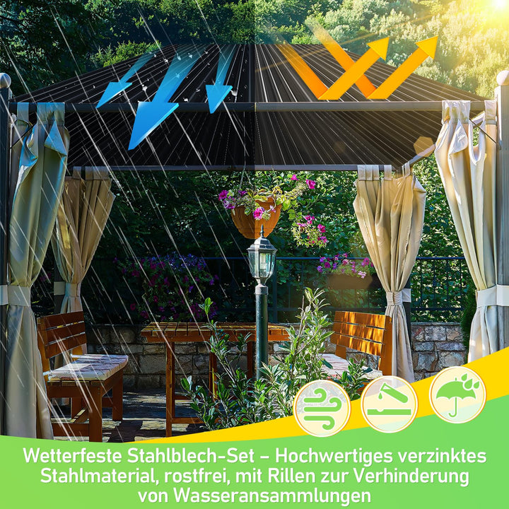 Dachblech Trapezblech Set Anthrazit – 24 Wellblechplatten, 129x46 cm, rostfrei, 0,25 mm dick, ideal