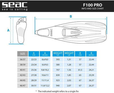 SEAC Unisex Tauchen Flosse F-100 Pro Schwarz 44/45, Schwarz 44/45