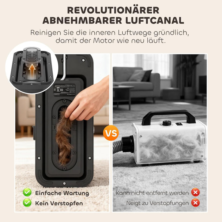PawHut Hundeschermaschine leise Schermaschine mit 5 Pflegewerkzeugen Einstellbarer Windgeschwindigke