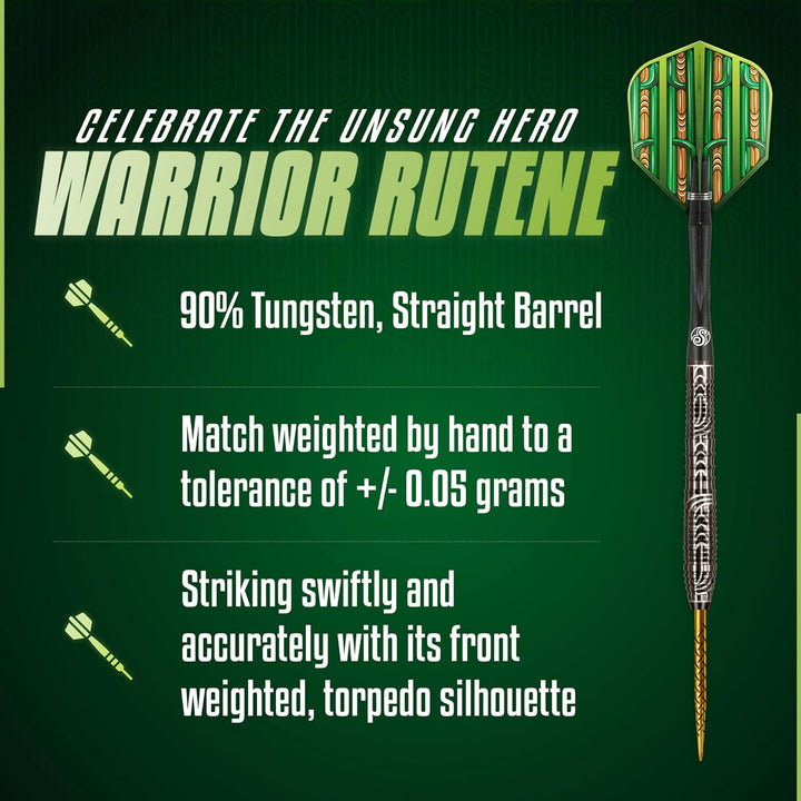 Shot Steel Darts Warrior Rutene 90% Tungsten Steeltip Darts Steeldart Dartpfeile Set mit Schäften un