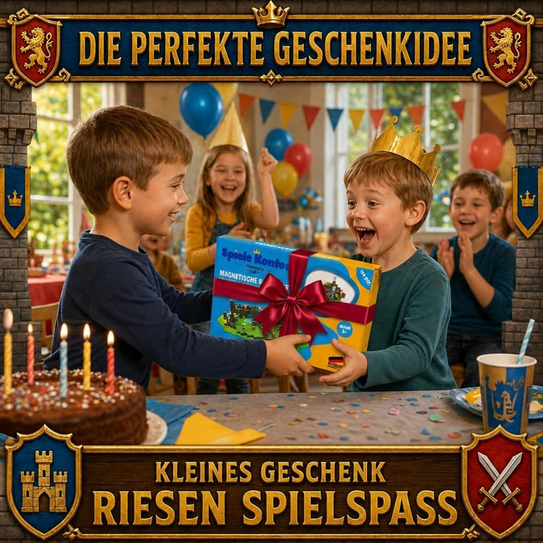 Spiele Kontor Magnetische Bausteine Ritterburg - 150 Stück Magnetbausteine | Kinderspielzeug für Jun
