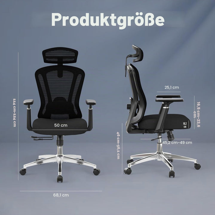 Farini Ergonomischer Bürostuhl, Heimbüro, Netzstuhl mit Lendenwirbelstütze, 3D-Armlehnen und Verstel
