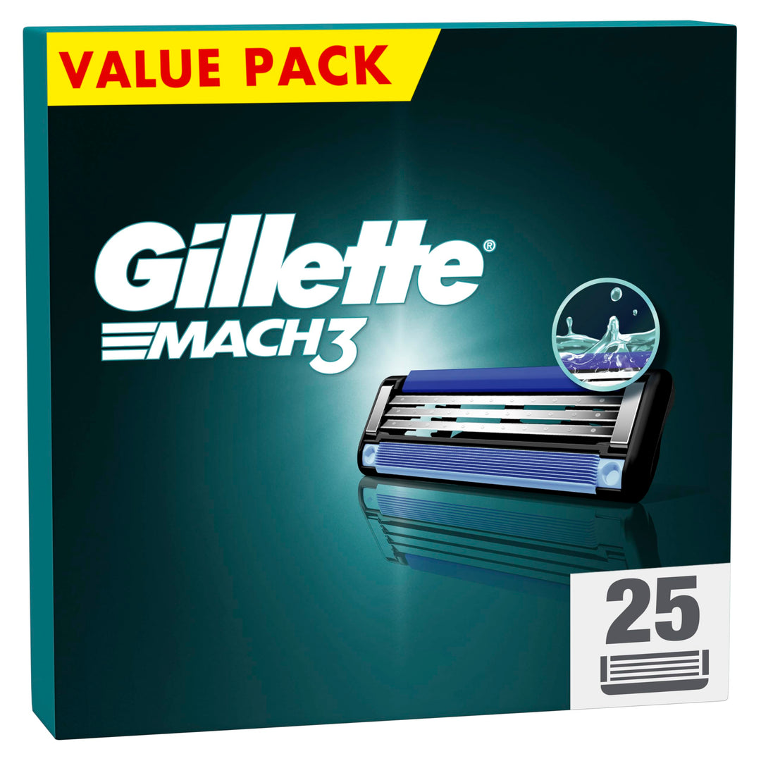 Gillette Mach3 Rasierklingen, 25 Ersatzklingen für Nassrasierer Herren mit 3-fach Klinge Neu, Neu