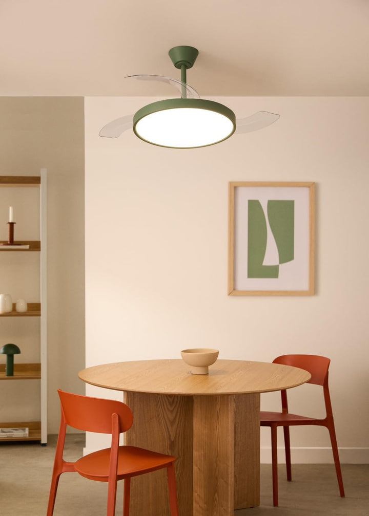 CREATE / WIND CLEAR STUDIO S/Deckenventilator mit Beleuchtung Salbeigrün mit Fernbedienung / 40W, Ti