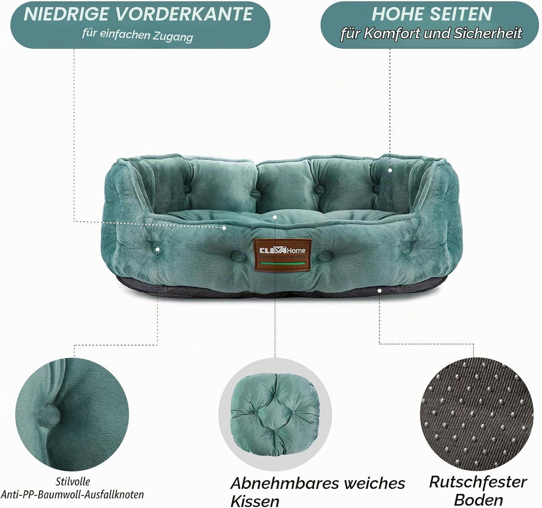 ClevaHome Rundes Katzenbett &amp; Hundebett für Kleine Haustiere bis 7kg – Waschbares Weiches Haustierbe