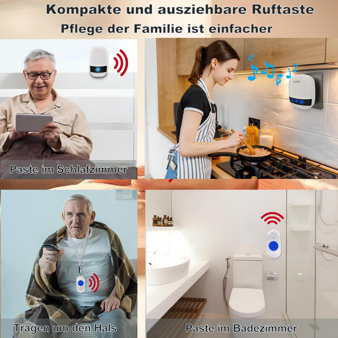 Notrufknopf für Senioren Notruf Kabellos Hausnotruf Senioren InternSOS Alarm Notfallknopf Alarmknopf