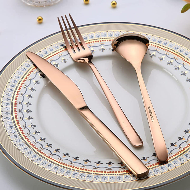 Berglander Roségold Besteck-Set 30-teilig, Robustes Edelstahl-Titan-Kupfer-Besteck-Set Besteck-Set R