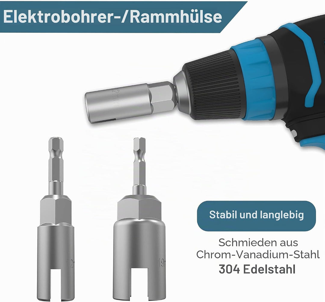 2 Stück 1/4 Zoll Sechskantschaft Mutterndreher Power Flügelmutter Bohrer Bit Stecknuss Werkzeugsatz