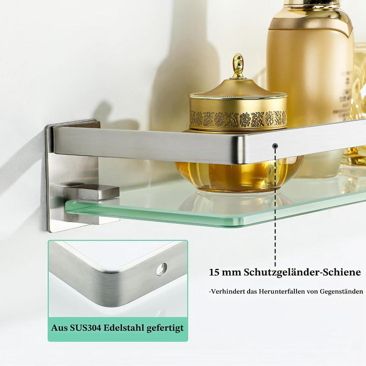 SAYAYO Duschablage Duschregal Edelstahl Glasregal Badezimmer Regal Gebürstet Shower Shelf Shampoo Ha